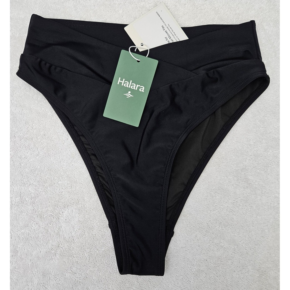 *NEW* Halara Crossover Highwaisted Bikini Swim Swimsuit‎ Bottom Black Size Small